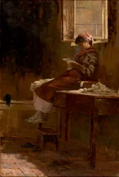 読書する女の子とのインテリアシーン